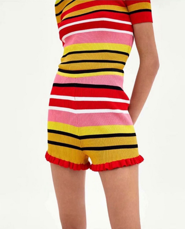 Set de bluză și pantaloni scurți de damă din tricot subțire