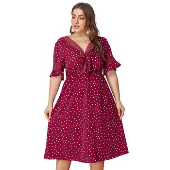 Rochie casual de dama cu maneci scurte si panglica rosie