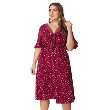 Rochie casual de dama cu maneci scurte si panglica rosie