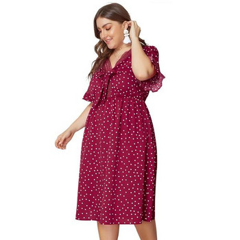 Rochie casual de dama cu maneci scurte si panglica rosie