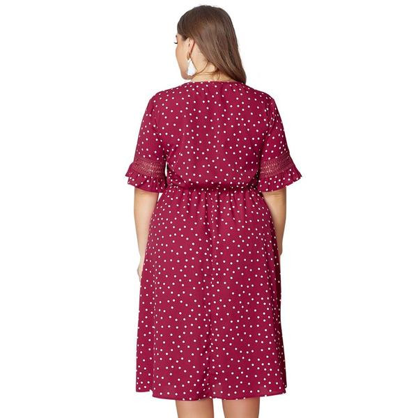 Rochie casual de dama cu maneci scurte si panglica rosie