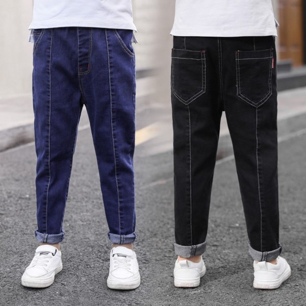 Blugi moderni pentru copii pentru baieti in albastru si negru