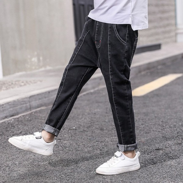 Blugi moderni pentru copii pentru baieti in albastru si negru