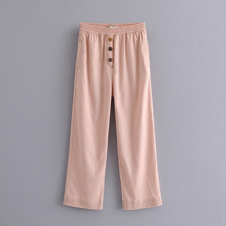 Pantaloni casual dama cu nasturi si lungime 9/10 in roz