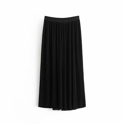 Pantaloni dama plisati cu lungime de 7/8 si talie elastica de culoare galbena