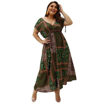 Rochie lunga de dama cu maneci scurte si model floral in trei culori