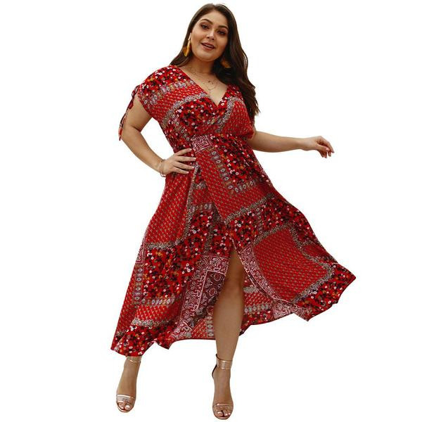 Rochie lunga de dama cu maneci scurte si model floral in trei culori