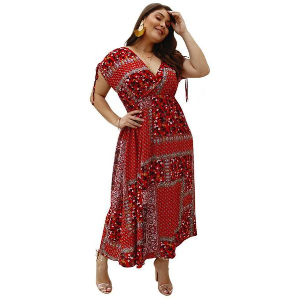 Rochie lunga de dama cu maneci scurte si model floral in trei culori