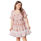 Модерна дамска рокля с копчета и къс ръкав в три цвята