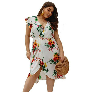 Rochie casual de dama cu fanta si model floral in trei culori