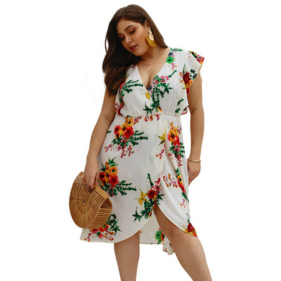 Rochie casual de dama cu fanta si model floral in trei culori