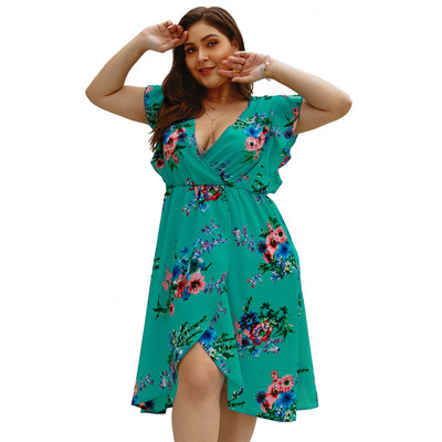 Rochie casual de dama cu fanta si model floral in trei culori