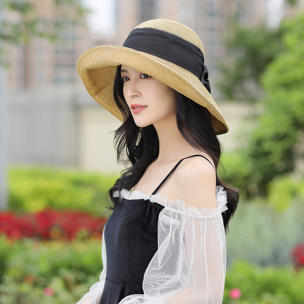 Palarie de vara dama cu panglica in diferite culori