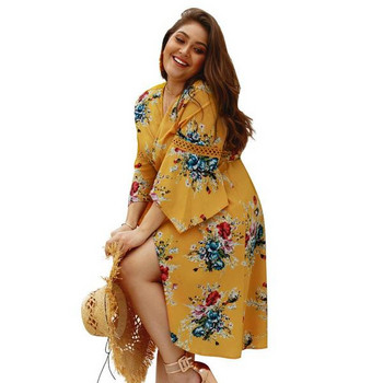 Rochie casual de dama cu maneci late model asimetric in trei culori