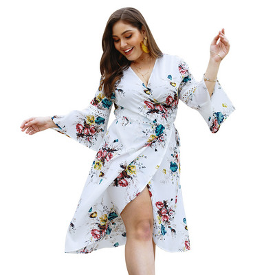 Rochie casual de dama cu maneci late model asimetric in trei culori