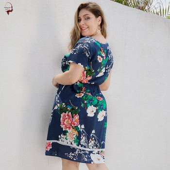 Rochie de dama cu model floral si maneci scurte in doua culori