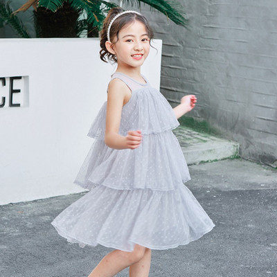 Rochie eleganta pentru copii cu tul in gri si roz