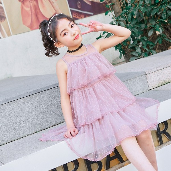 Rochie eleganta pentru copii cu tul in gri si roz