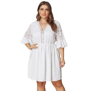 Rochie moderna de dama cu dantela alba