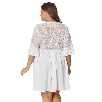 Rochie moderna de dama cu dantela alba