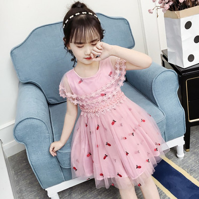 Rochie eleganta pentru copii in alb si roz model croiat