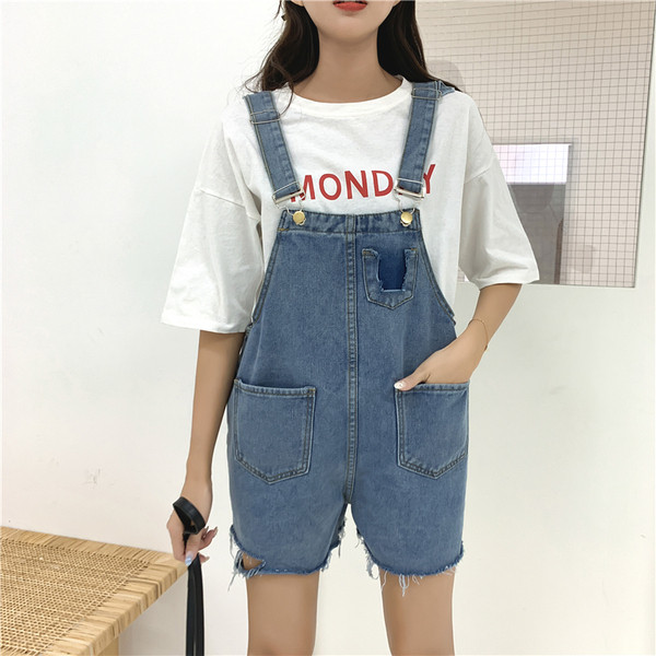 Salopetă de damă modernă din denim cu buzunare în albastru