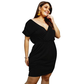 Rochie casual de dama cu decolteu in V si maneci scurte