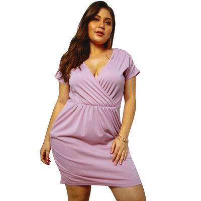 Rochie casual de dama cu decolteu in V si maneci scurte