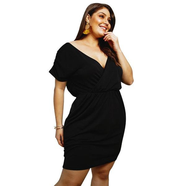 Rochie casual de dama cu decolteu in V si maneci scurte