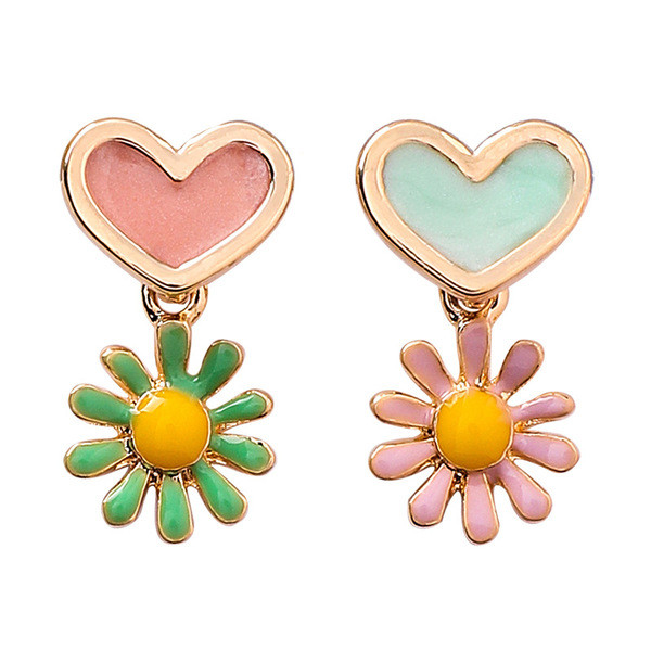 Modern női fülbevaló két színben, szív alakú