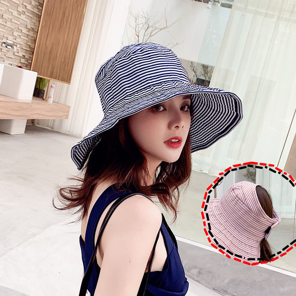 Pălărie de vară de damă cu dungi în mai multe culori