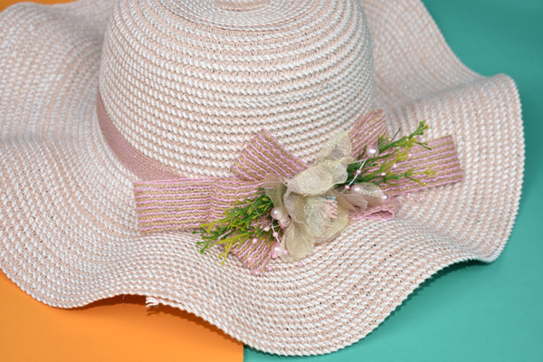 Palarie de plaja dama cu element 3D in mai multe culori