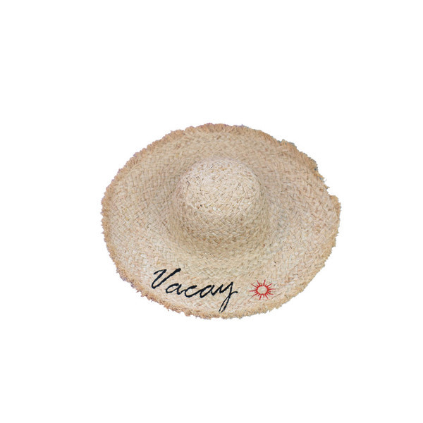 Palarie de plaja de dama eleganta cu broderie