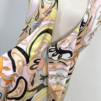 Rochie casual din sifon cu decolteu in V si bretele cu model colorat