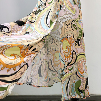 Rochie casual din sifon cu decolteu in V si bretele cu model colorat