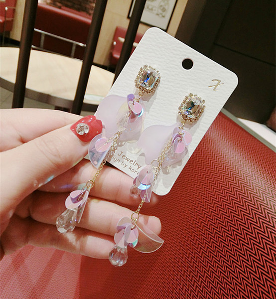 Cercei lungi de dama cu pietre si paiete