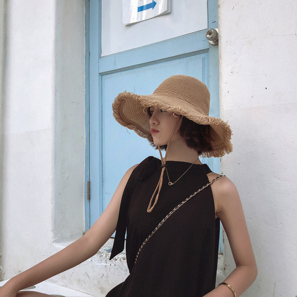 Palarie de vara dama cu cravata in mai multe culori