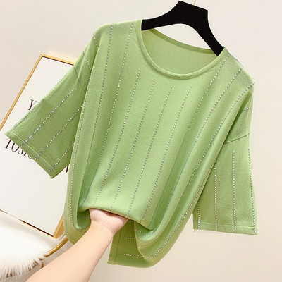 Bluza de dama cu maneci scurte si pietre in mai multe culori