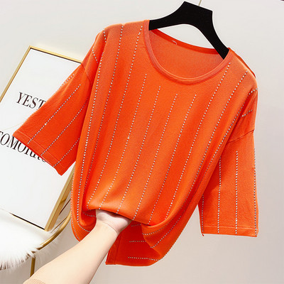 Bluza de dama cu maneci scurte si pietre in mai multe culori