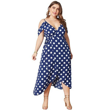 Rochie casual de dama cu umerii goi si decolteu adanc in albastru