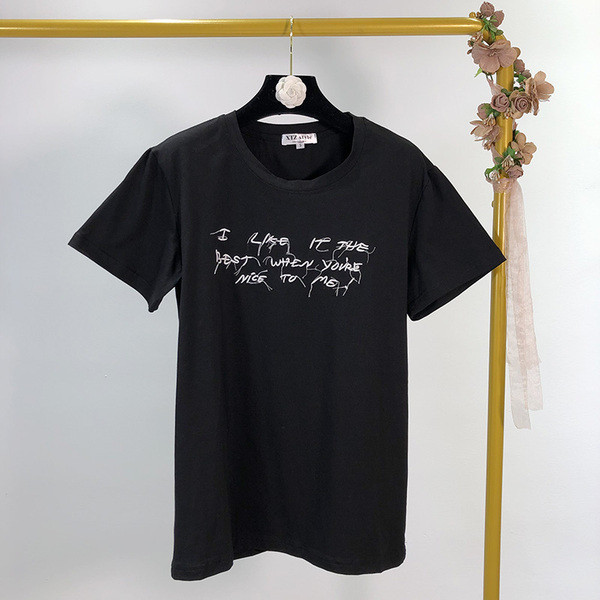 Tricou dama cu maneca scurta si broderie in doua culori cu tul