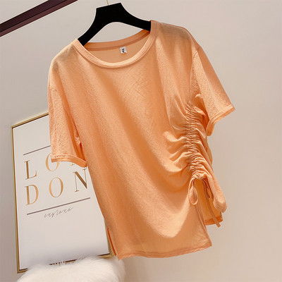 Tricou de damă cu mâneci strălucitoare și decolteu O