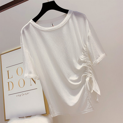 Tricou de damă cu mâneci strălucitoare și decolteu O