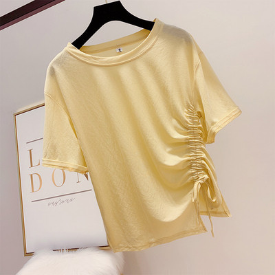 Tricou de damă cu mâneci strălucitoare și decolteu O