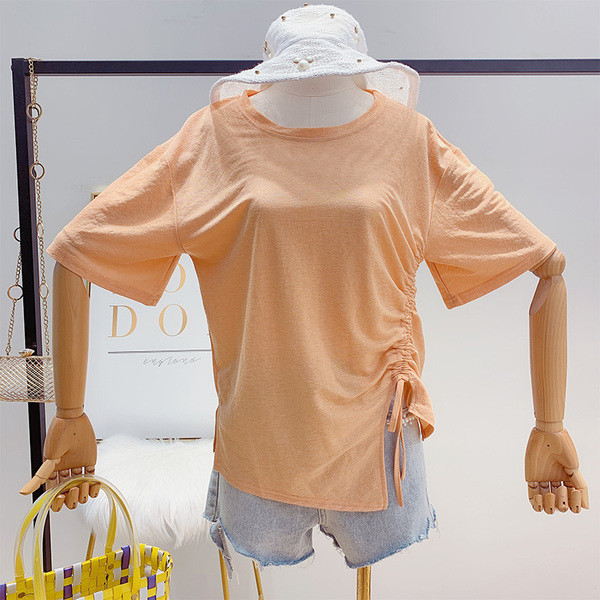 Tricou de damă cu mâneci strălucitoare și decolteu O