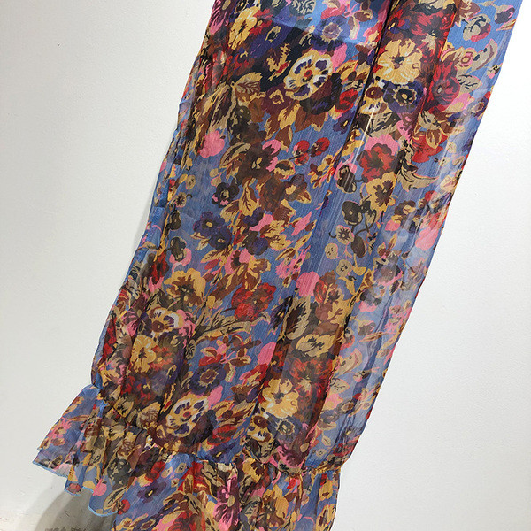 Salopeta de dama lunga din sifon cu model floral