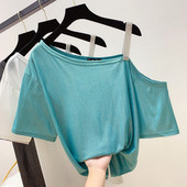 Bluză de damă cu pietre și mâneci scurte în mai multe culori