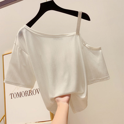 Bluză de damă cu pietre și mâneci scurte în mai multe culori