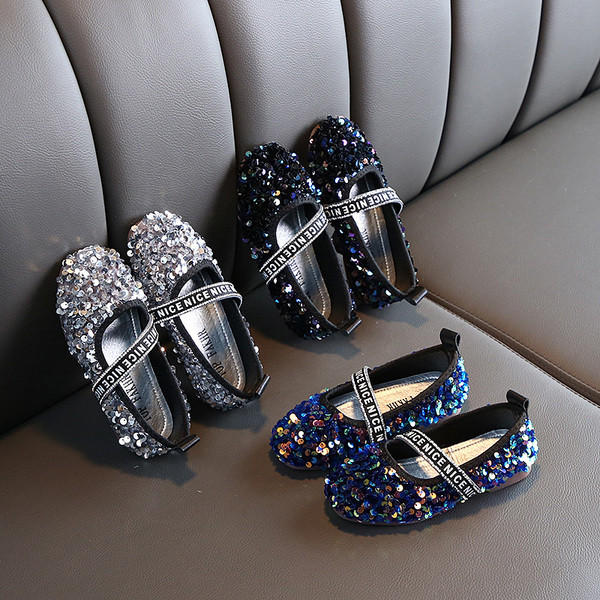 Pantofi copii moderni pentru fete in trei culori cu paiete