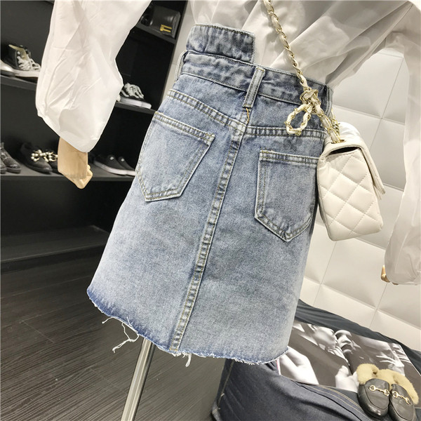 Стилна дамска дънкова пола с копчета и размери до 5XL